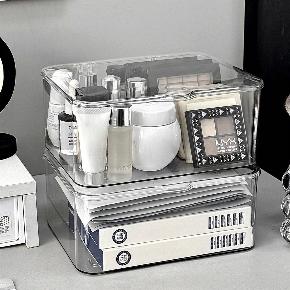 Hộp đựng mỹ phẩm MARGREDY, Hộp đựng đồ để bàn trong suốt bằng Acrylic, Chống bụi đa chức năng có nắp đựng đồ lặt vặt dung tích lớn cho gia đình & văn phòng