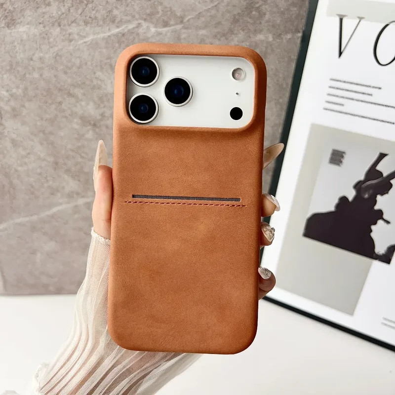Skin Touch Khe cắm thẻ di động Bao da cho iPhone 17 Air 16 15 Plus 17 Pro Maxl Vỏ mờ chống sốc