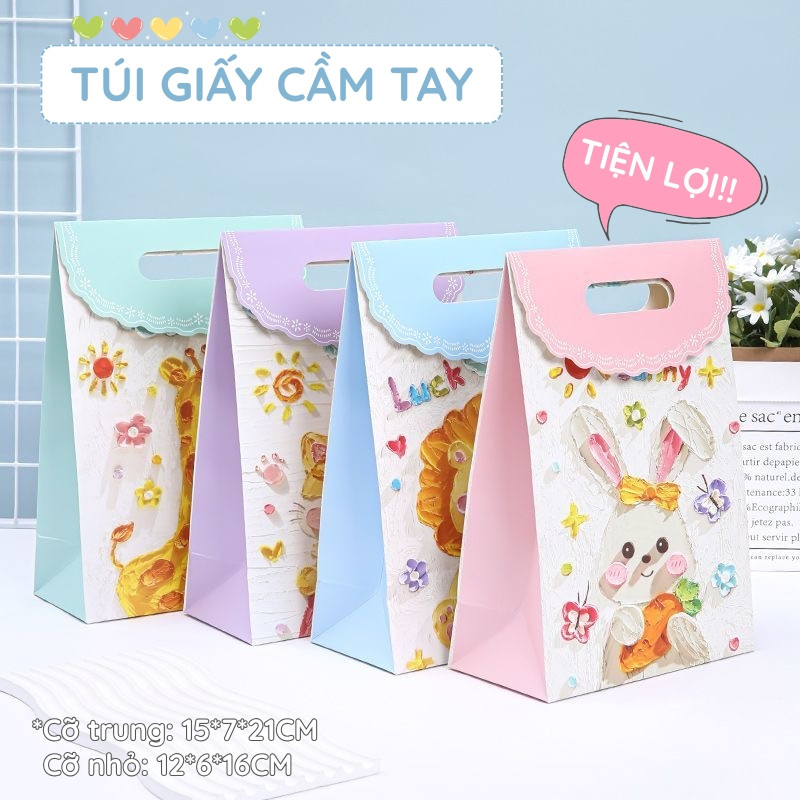 Túi giấy đựng quà hình hoạt hình dễ thương – Chất liệu giấy cao cấp, phù hợp gói quà sinh nhật và ngày lễ ý nghĩa