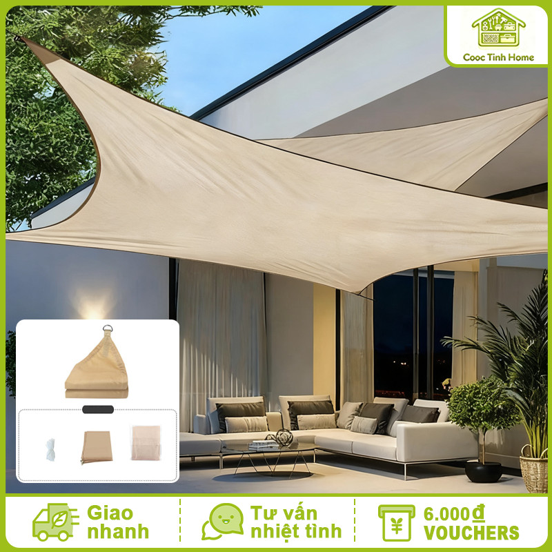 Lưới Che Nắng Ngoài Trời Tam Giác, Bạt Che Mưa Nắng Sân Vườn Ban Công Hiên Nhà Hồ Bơi Chống Tia UV