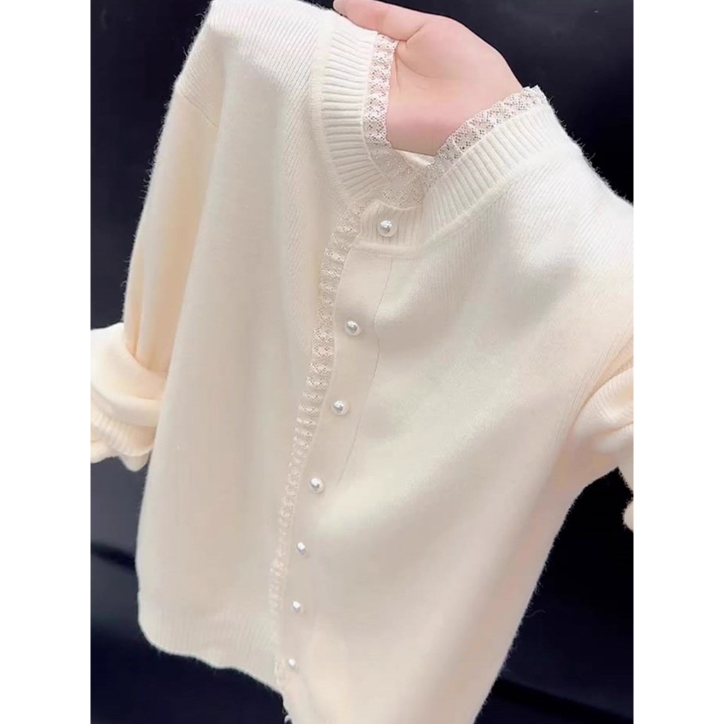 [Áo Len Cashmere Dài Tay] Mềm mại với ren, ấm áp theo xu hướng mới