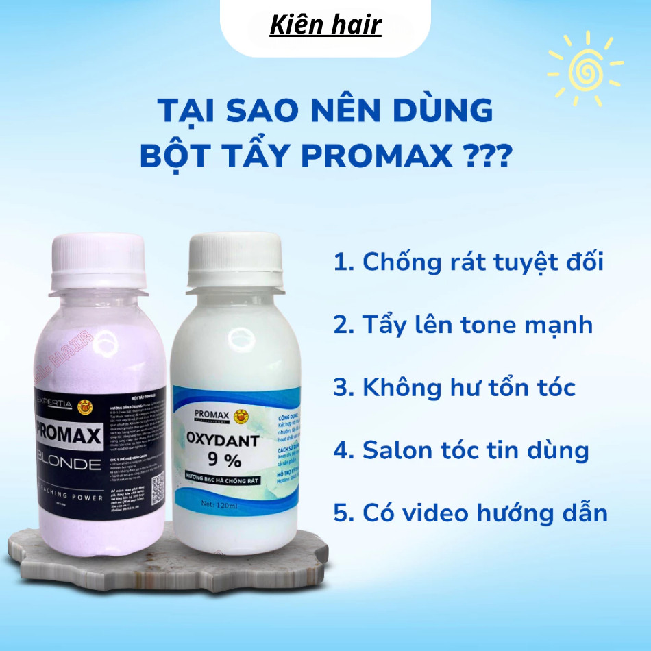 Thuốc tẩy tóc PROMAX 240ml cao cấp không xót da đầu, lên tone nhanh, không hư tóc | Trunghair
