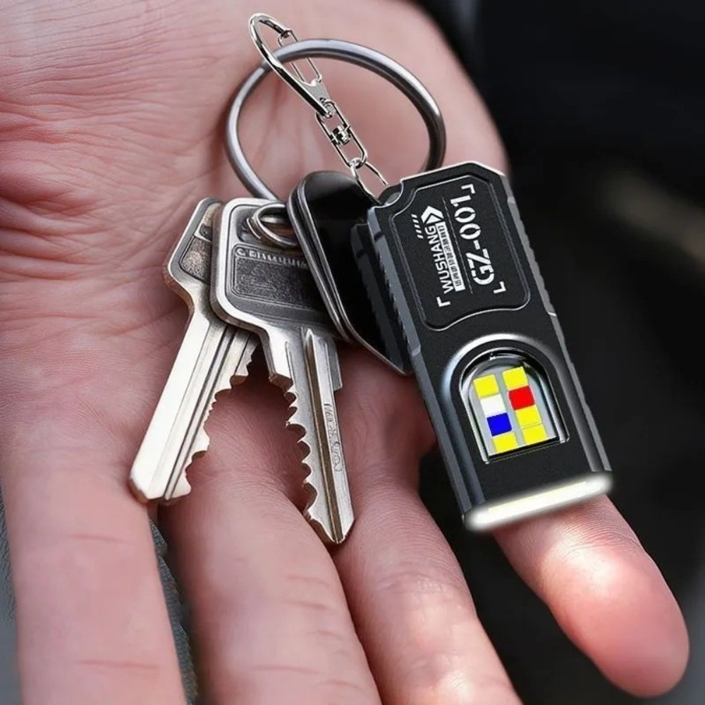 Đèn pin móc khóa FLAZEA sạc USB đa năng, COB, mini chống rơi, xanh đỏ, sáng cao cho sử dụng khẩn cấp