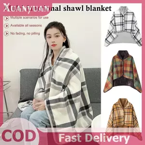 XUAN Chăn Lông Cừu Kẻ Sọc Đeo Có Nút Winte Ấm Ném Trên Sofa Giường Du Lịch Làm Dày Phòng Ngủ Văn Phòng Điều Hòa Chăn VN