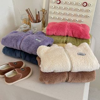 (6m-12Yrs) Mới Thu Đông Trẻ Em Flannel Áo Khoác Ngoài Bé Trai Bé Gái Nhiều Màu San Hô Lông Cừu Áo Chắc Chắn Sang Trọng Top Quần Áo Trẻ Em