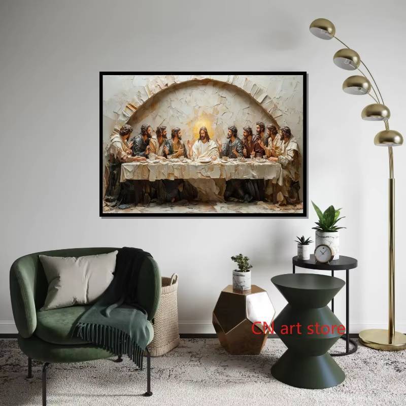 Retro Bữa Ăn Tối Cuối Cùng Tôn Giáo Chúa Giêsu Với Đệ Tử Nghệ Thuật Tâm Linh Poster Tranh Canvas In Hình Ảnh Phòng Khách Trang Trí Nhà