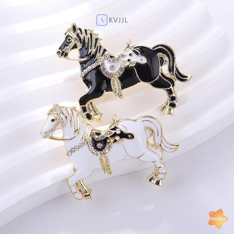 Trâm cài ngựa phong cách cổ điển với kim cương giả màu trắng, phụ kiện thời trang cho các bữa tiệc
