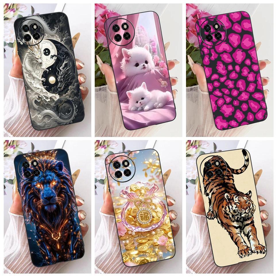 Ốp Cho Itel S23 S23 + Ốp Điện Thoại ITEL S665L S681LN Ốp Lưng Hoạt Hình Dễ Thương Động Vật Rồng Sư Tử Mèo Mềm TPU Đen