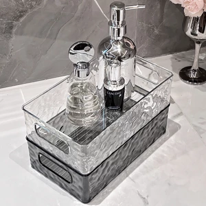 Khay nhựa trong suốt đựng đồ đa năng xếp chồng hoạ tiết gợn sóng 26.2x15.4x7cm