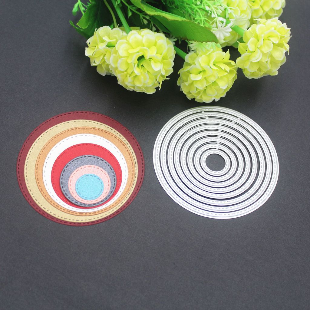 Ren Tròn Kim Loại Thép Carbon Cắt Khuôn DIY Dập Nổi Mẫu Sổ Lưu Niệm Album Ảnh Thiệp Chúc Mừng Cắt Chết Giấy Nghệ Thuật Khuôn
