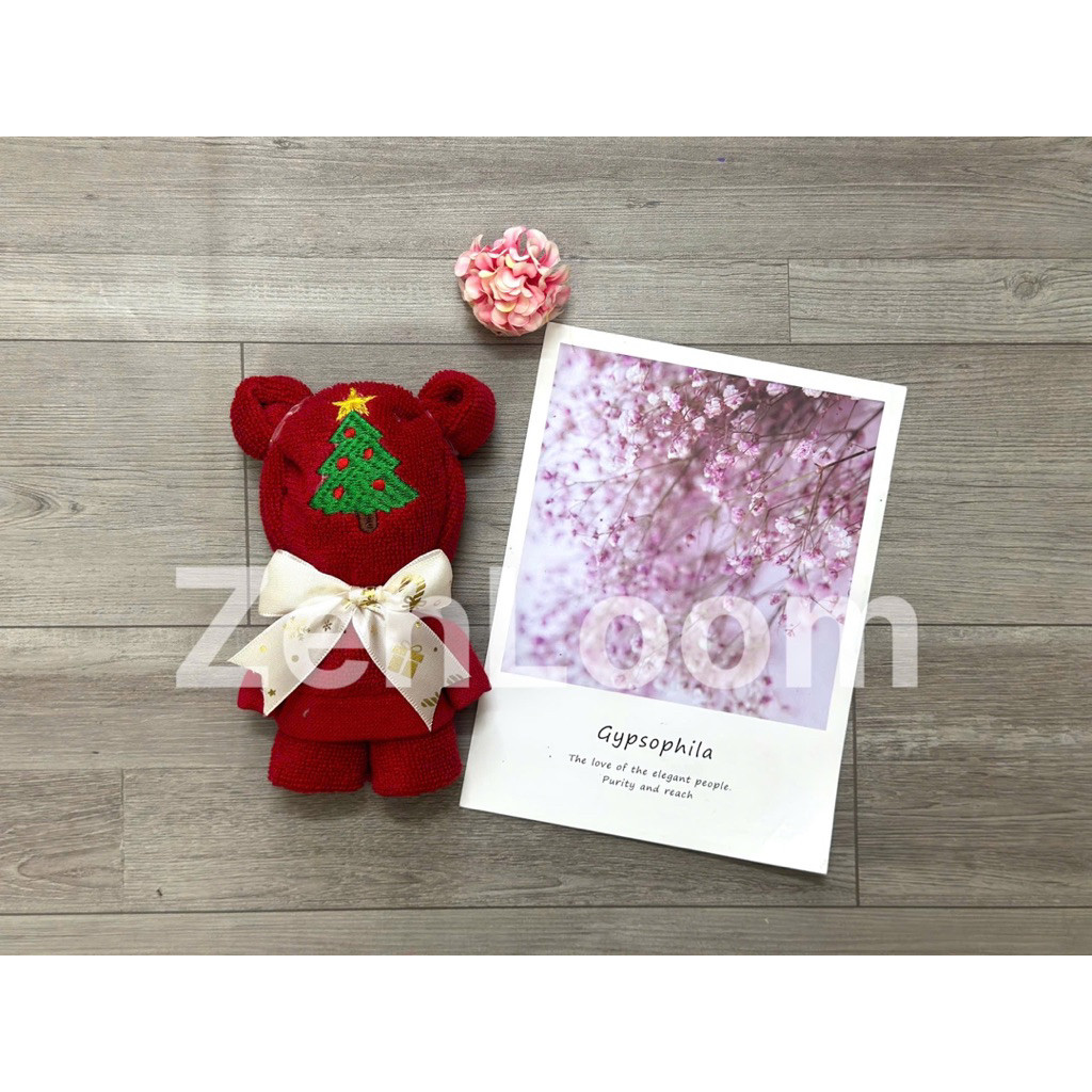 Khăn mặt Noel 30x50cm Cotton 100% – Khăn thêu gấp hình đẹp – Quà tặng Giáng Sinh độc đáo