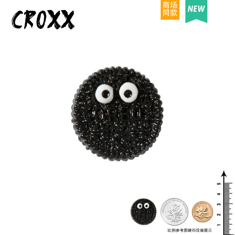 Phụ kiện hoa trang trí khóa lỗ giày cho crocs, có thể tháo rời, phong cách mờ đen, tương thích nhiều mẫu