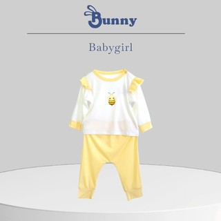 (4-15kg) Bộ quần áo cài vai Bunnybaby cho bé gái chất thun Modal mềm mát