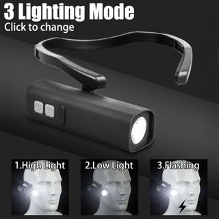 Đèn pha kẹp tai Oakandme - Đèn LED chống nước IPX4, dễ dàng sạc lại và điều chỉnh, lý tưởng cho đi bộ đường dài