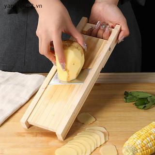 {YAN} Dụng cụ cắt rau bằng gỗ đa chức năng có lưỡi thép Máy thái lát khoai tây Dụng cụ gọt vỏ phô mai cà rốt Dụng cụ phụ kiện nhà bếp {ya}