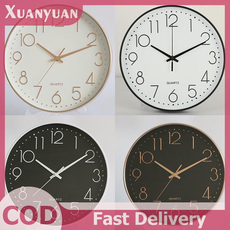 XUAN Đồng hồ treo tường đơn giản và tối giản hiện đại Đồng hồ treo tường chống rung im lặng cho phòng học Phòng ngủ Phòng khách Phòng tắm VN
