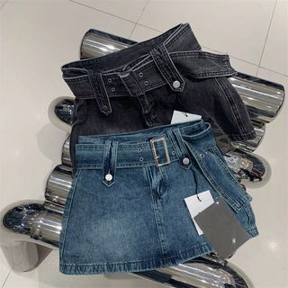 Váy nữ jeans cao eo dây đai ngắn chống lộ form ôm phong cách hot girl hè