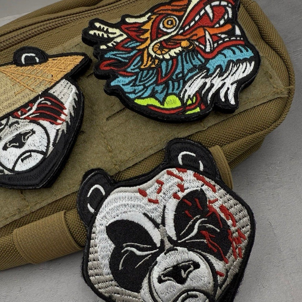 Patch_velcro thêu gấu trúc kung fu Panda dán ba lô_quần áo_túi xách