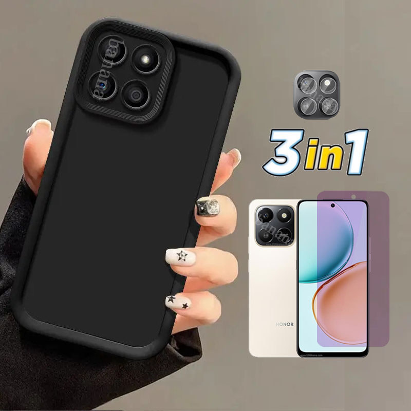Ốp điện thoại chống sốc trọn gói 3in1 Honor X7D cho Honor X7C X8C X6C X9D Kính cường lực gốm + Phim ống kính