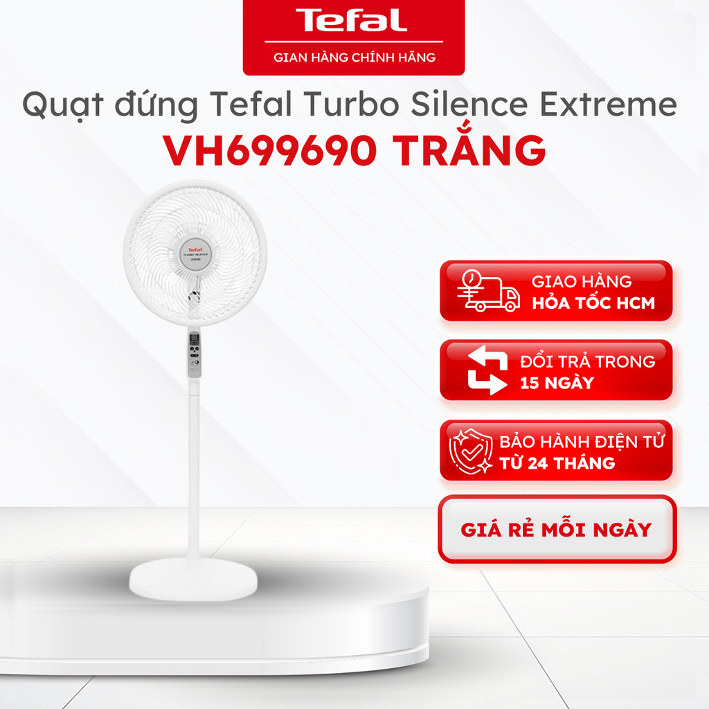 Quạt đứng TEFAL Turbo Silence Extreme VH699690, 7 cánh, 5 chế độ, 26 mức độ gió | Bảo Hành 24 tháng