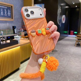 Ống Kính Kim Cương 3D Hoa Hồng Mọi Thứ Đi Tốt Màu Cam Wrsit Dây Đeo Ốp Lưng Điện Thoại iPhone 17Promax 16Promax 11 12 13 14 15 Pro Max 15Plus Chống Sốc Nữ Điện Thoại Di Động