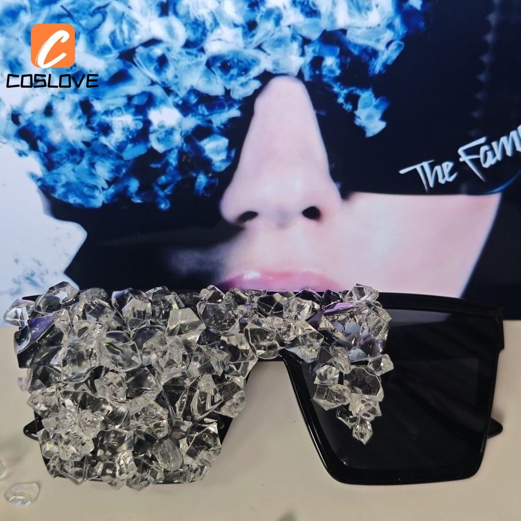Kính trang trí cosplay Lady Gaga phong cách, kính chống nắng kèm phụ kiện nhỏ