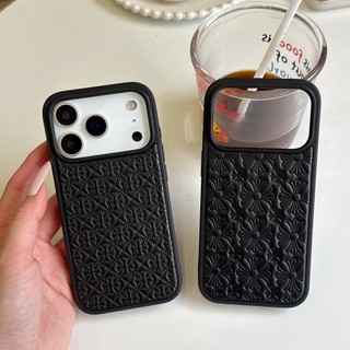 Ốp Điện Thoại Nổi Hoa Legan - Vỏ Họa Tiết Da Thời Trang - Màu Đen Tùy Chọn Cho iPhone 17 17Pro 16 16Pro 15 15Pro 14 14Pro 13 Pro Max Vỏ - Nâu & Đen