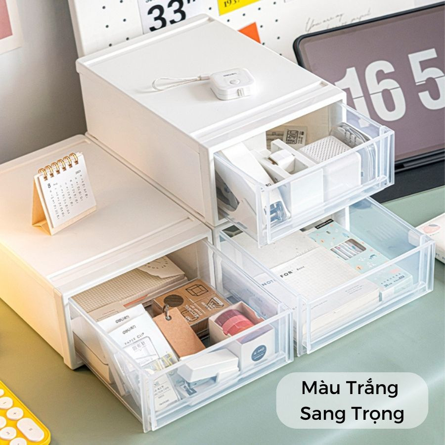 Hộp Đựng Đồ Đa Năng Dạng Ngăn Kéo ENODA HOME, Hộp Ngăn Kéo Đựng Văn Phòng Phẩm 5.5L Trong Suốt Q006