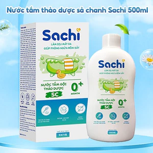 Nước Tắm Gội Sả Chanh Cho Bé Sachi 500ml- Hỗ Trợ Làm Sạch Ngăn Ngừa Rôm Sảy, Mẩn Ngứa Và Mảng Bám Da Đầu, Giữ Ấm Cơ Thể