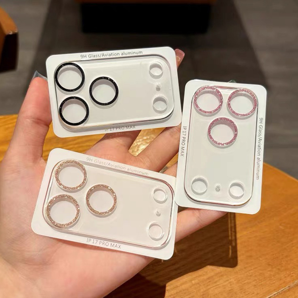 Kính Lấp Lánh Camera Tích Hợp Ống Kính Bảo Vệ Phim Cho iPhone 17 Pro Max 17 Air 16 Plus 15 14 13 12 11 Kính Cường Lực Camera Bảo Vệ Phim