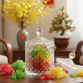 Hũ/Cốc Thủy Tinh Kim Cương Đựng Nến, Sáp Thơm Handmade, Kẹo, Trà, Mứt, Đồ Trang Trí.. - TG1030-2.5