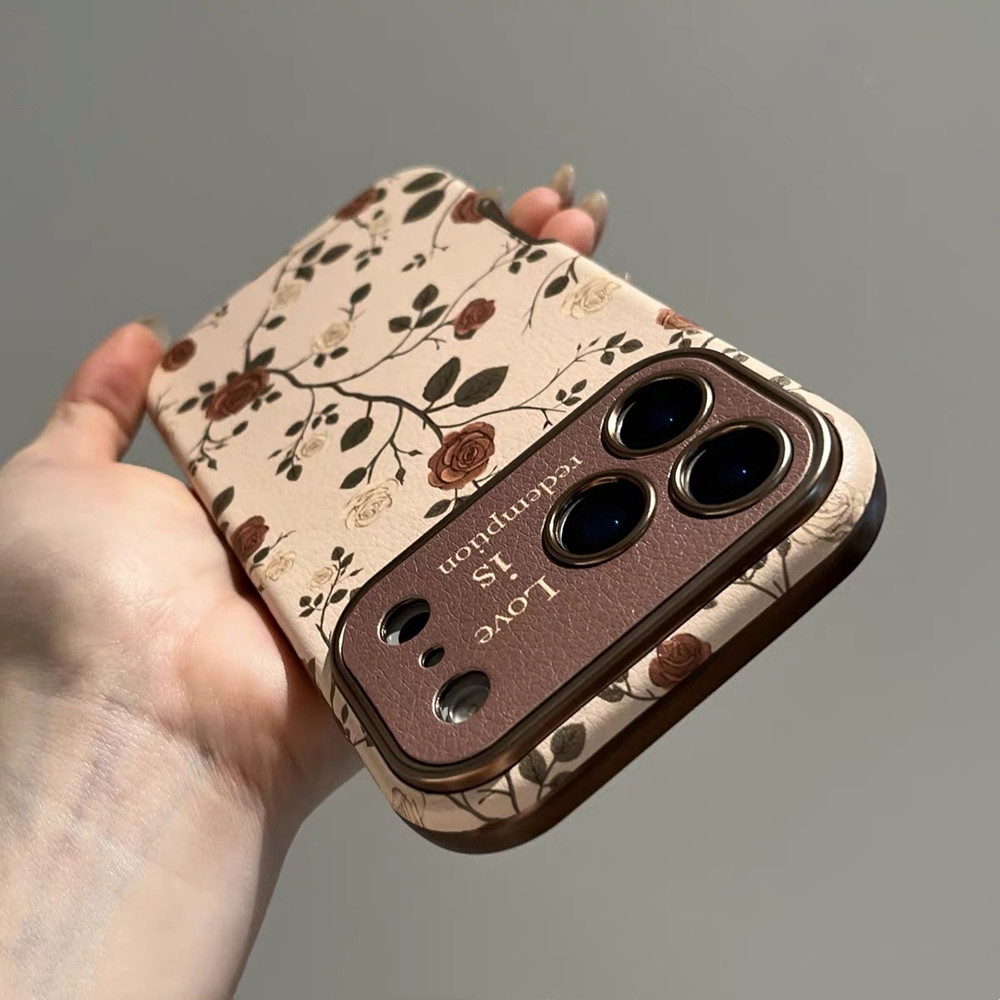 Ốp Điện Thoại Da Windows Vintage Rose Cho iPhone 17 Pro Max 16 15 14 13 Vỏ Bảo Vệ Chống Sốc