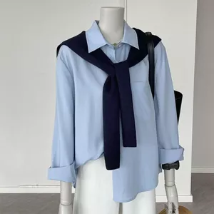 Áo Sơ Mi Lụa Dài Tay Nữ Bigsize Cô Nhỏ Kèm Khăn Choàng Xinh Xắn Phù Hợp Đi Học Đi Làm SM20+A195