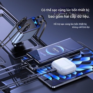 2025 Sạc xe hơi 120W Bộ sạc nhanh 4 trong 1 Bộ sạc xe hơi có thể thu vào IOS dan Type-c (Bộ sạc di động có thể thu vào)