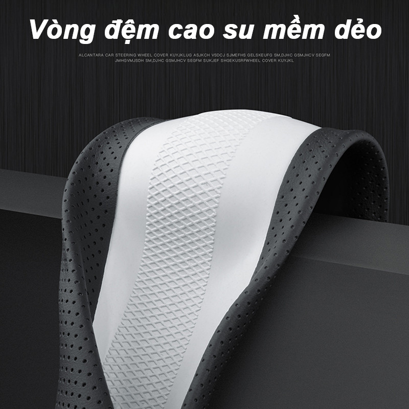 Bọc Vô Lăng Ô Tô Da Cao Cấp Mềm Mịn Chống Trượt Thoáng Khí, Lắp Nhanh Phù Hợp Nhiều Dòng Xe 38cm