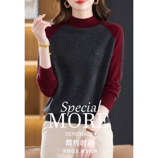 Áo len nửa cổ rùa Áo len nữ dài tay có khóa màu Lo