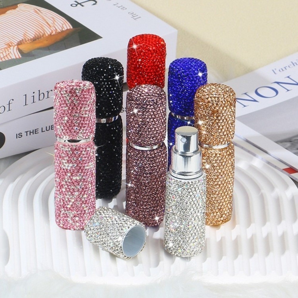 Chai nước hoa BEABOUT, Chai có thể nạp lại di động 10ml, Hộp đựng đồ rỗng bằng kính đính đá đầy đủ Dụng cụ trang điểm