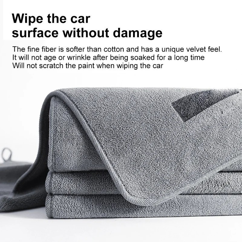 1 / 2 / 3 Khăn Giặt Ô Tô Microfiber Màu Xám / Vải Lau Xe Siêu Thấm Hút