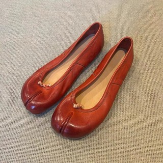 Phiên Bản Da Bò ~ Khác Nhau Da Ngựa Rửa Ngón Chân Giày Nữ Nông Miệng Bạc Heo Hoof Giày Ba Lê Phong Cách Mới