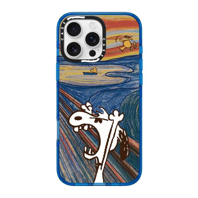 CASECASE X Tranh sơn dầu Angry Snoopy Sky Màu xanh trong suốt Cứng hút từ tính Tác động cho Apple IPhone 12 13 14 15 16 17 Pro Max Air Plus có hộp