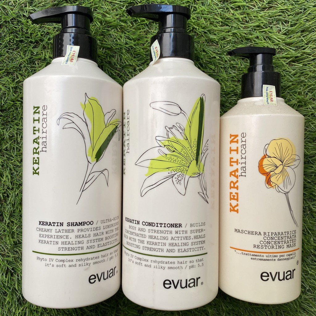 Dầu gội xả cao cấp cực mềm mượt tóc Keratin Evuar 758mlx2 [ MK ]