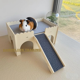 [DELION] Ngôi nhà ẩn náu nhiều tầng bằng gỗ chắc chắn có cầu thang | Môi trường sống tổ Hamster cho Hamster / Bunny / Chinchillas