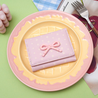 Dễ Thương Nơ Ngọt Ngào Nữ Ví Mini Ngắn Dung Tích Lớn Nhiều Thẻ Ví Đựng Tiền Mặt