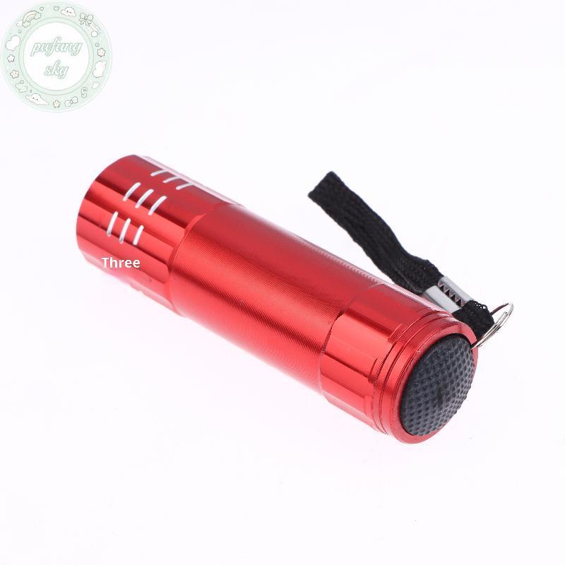 PUSKY 1 Cái 50LM 395nm Đèn Phát Hiện UV Đèn Pin 9 LED UV Đèn Đen Ngoài Trời Di Động Chiếu Sáng Dụng Cụ Đi Bộ Đường Dài VN