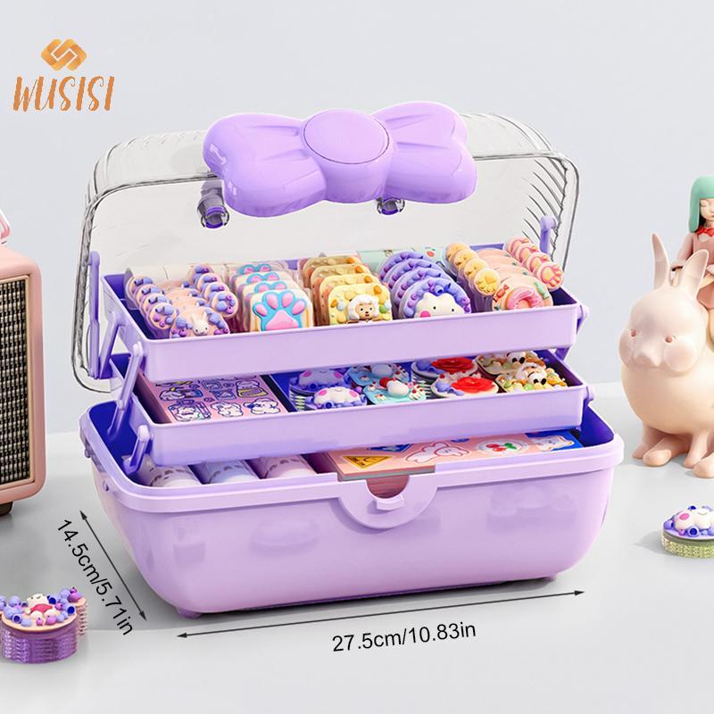 [WUSISI] Dụng cụ sắp xếp kẹp tóc nhiều lớp Hộp đựng trang sức cô gái dễ thương Giá trưng bày dây Phụ kiện tóc trẻ em Hộp lưu trữ MỚI