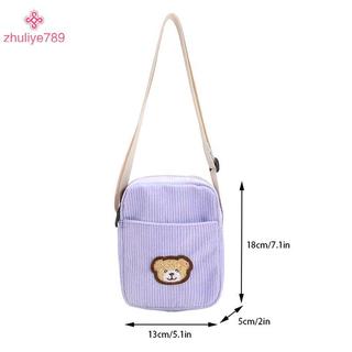 < zhuliye789 > Túi đeo chéo điện thoại hình gấu vải nhung di động Điện thoại di động Ví đựng tiền xu Túi đeo chéo thời trang Túi vải nhung nhỏ
