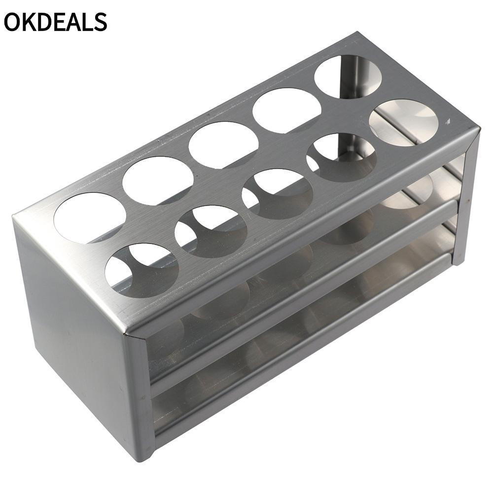 Giá đỡ ống nghiệm OKDEALS, Giá đỡ phòng thí nghiệm 3 lớp 10 lỗ, Ứng dụng rộng rãi 2 khe inox 304 cho ống 26-29.5mm