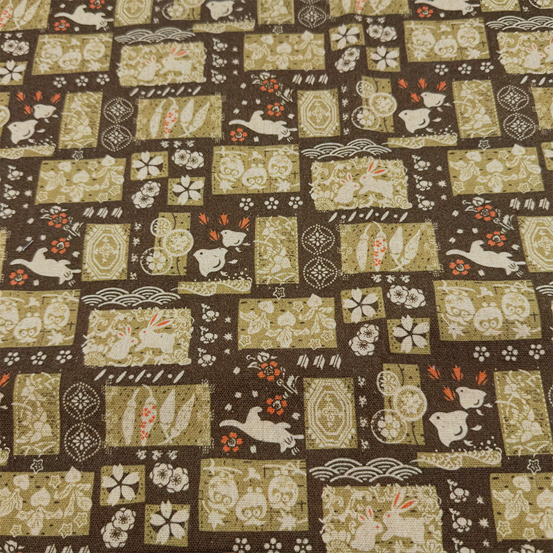 Vải Lanh Cotton Mã Hóa Phong Cách Vintage In Chủ Đề Vải In Hình Cho DIY Trang Trí Khăn Trải Bàn Màn 1 Mét