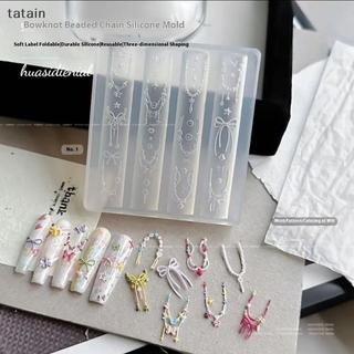 Tatain 1 Ren Nơ Áo Len Nơ 3D Khuôn Silicon Móng Tay Nghệ Thuật Trang Trí Móng Tay Mẫu Móng Tay Khuôn VN
