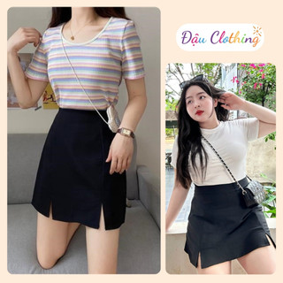 Chân Váy Ngắn Bigsize Nữ Dáng Váy Chữ A Công Sở Xẻ Tà 2 Bên Sành Điều Khóa Kéo CVX